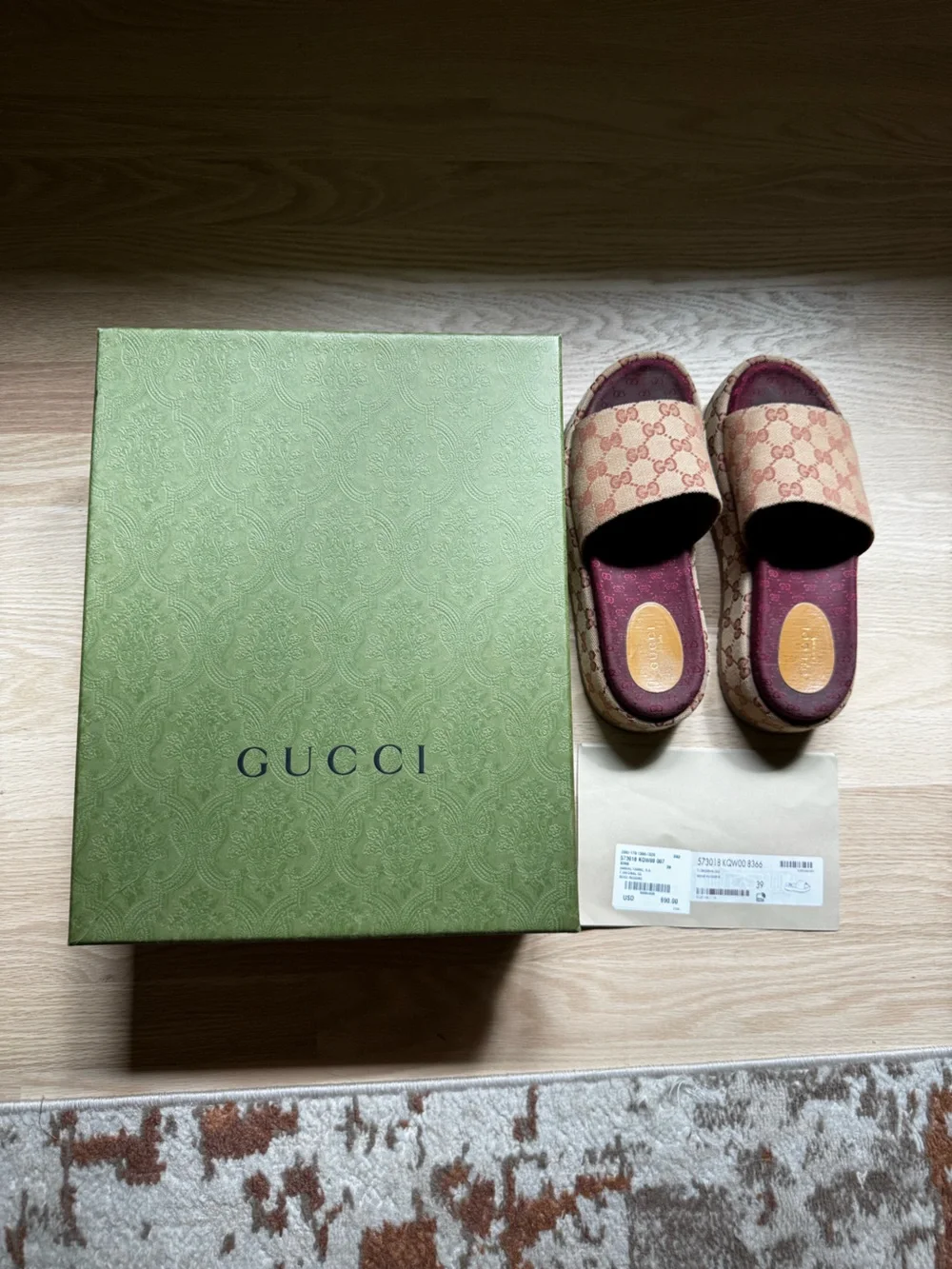 Gucci Beige/Brown GG Canvas Platform Slide